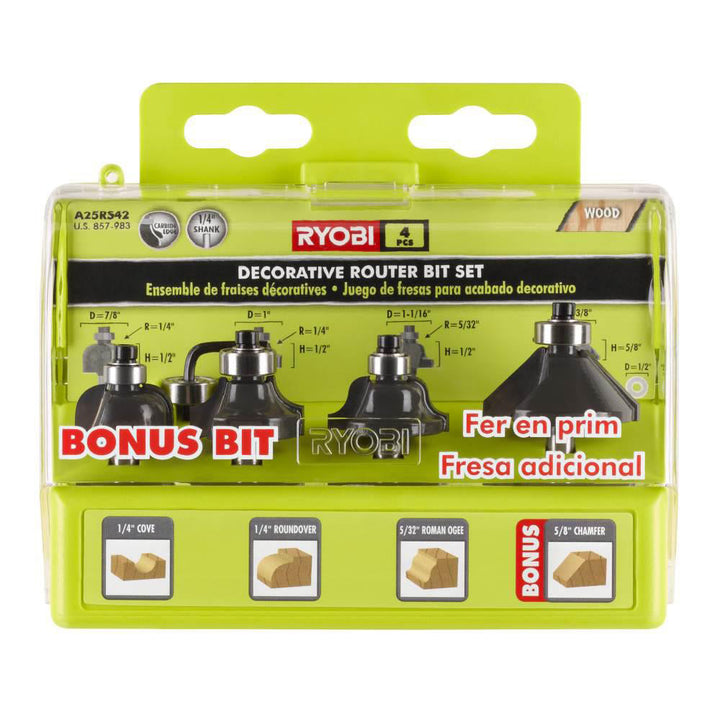 4PC Decorative Router Bit Set